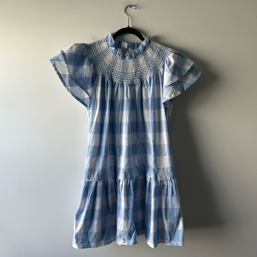 Pinch blue and white checked dress